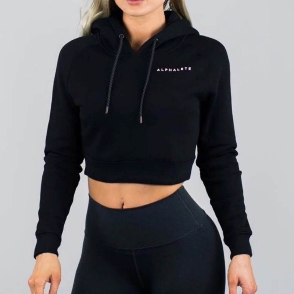Alphalete black cropped hoodie S